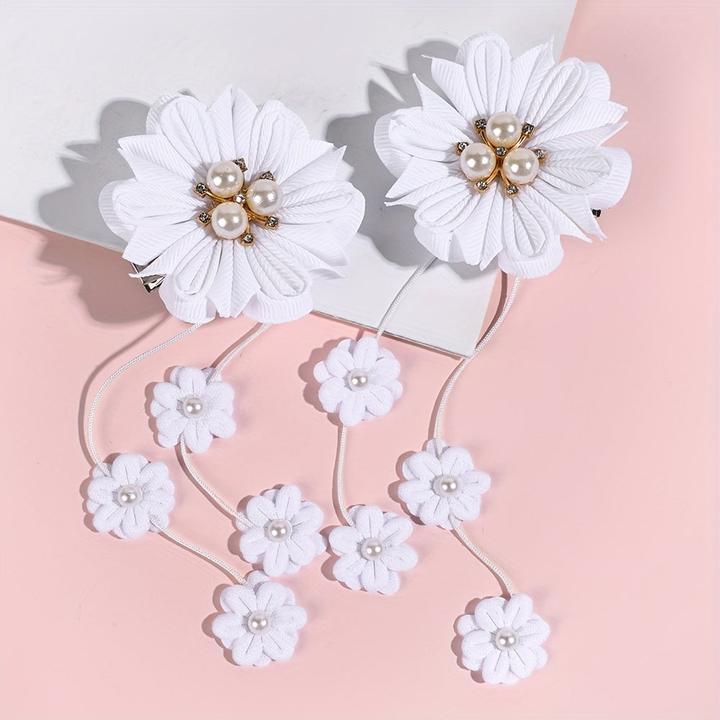 Activity Board 2pcs Elegante Prinzessin Blume Haarspangen Süsse Faux Dekor Quaste Haarnadeln Ideal Haar Zubehör (2 Stk.)