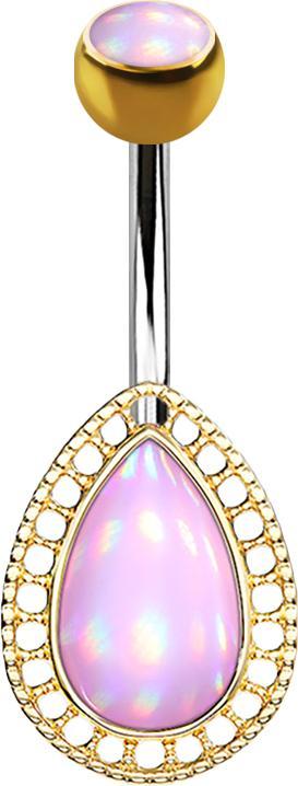Immagine prodotto Star Piercing Goccia a banana placcata oro con pietra epossidica rosa (Ottone, Acciaio chirurgico 316L)