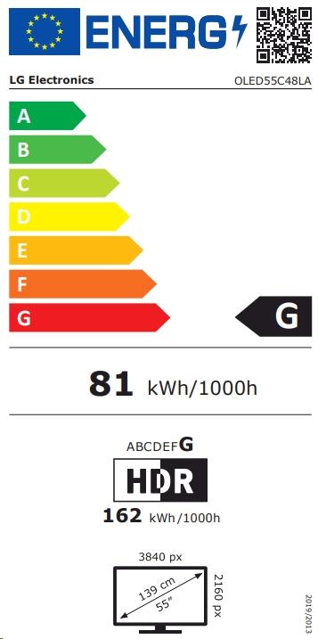 Etichetta energetica LG OLED55C48LA (55", C4, OLED, 4K, 2024)