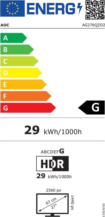 Energie-Label AOC Agon PRO AG276QZD2 (2560 x 1440 Pixel, 26.70")