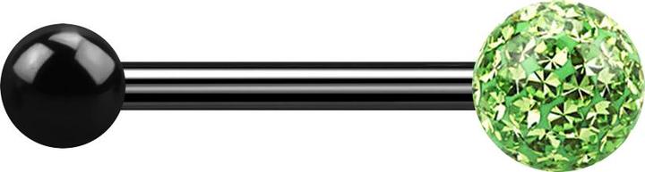 Actual product image Star Piercing Barbell schwarz mit Kugel und Kristallkugel hellgrün Epoxy Schutzschicht (Titanium G23, without brass)