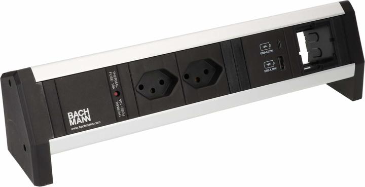 Produktbild Bachmann Tischsteckdosenleiste DESK 1, 2x T13, 1x USB A/C, 1x Custom (2 x, Typ 13, USB-A, USB-C)