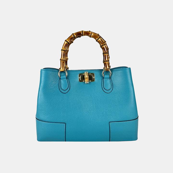 Immagine prodotto Only-Bags.Store Borsa in pelle, borsa con manico in bambù, borsa in pelle fatta a mano, borsa in pelle elegante