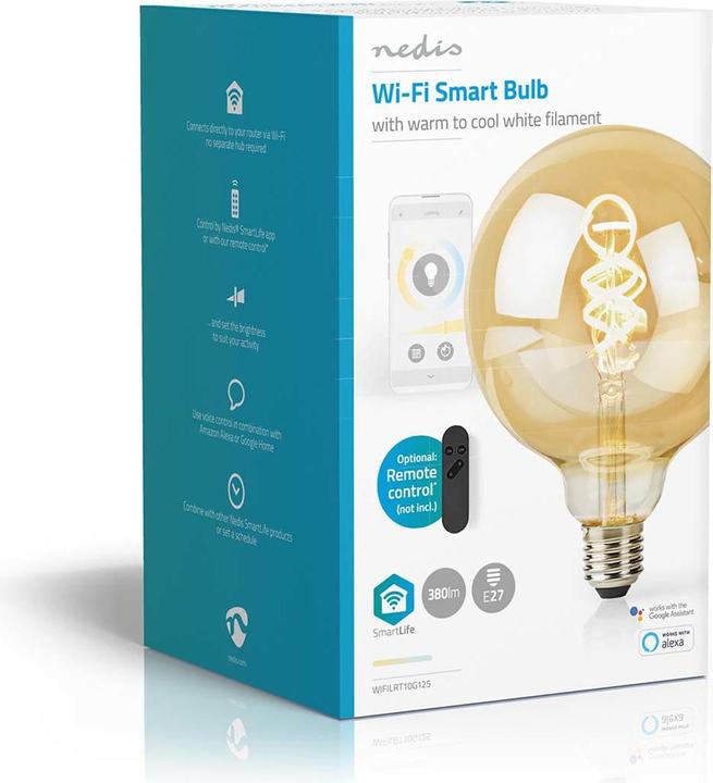 Immagine prodotto Nedis WIFILRT10G125 Smartlife Lampada a filamento LED WLAN E27 360 lm 4,9 W Bianco caldo o freddo 1800 - (E27, 4.90 W, 360 lm, 1 x, G)