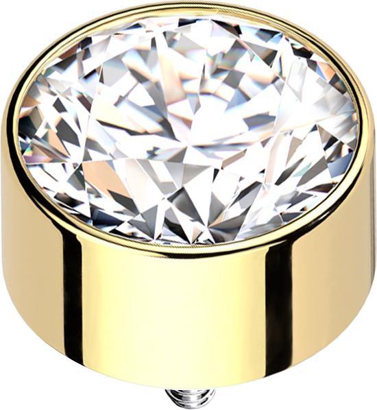 Image du produit Star Piercing Dermal Anchor cylindre haut doré avec cristal argenté (sans laiton, Titane G23)
