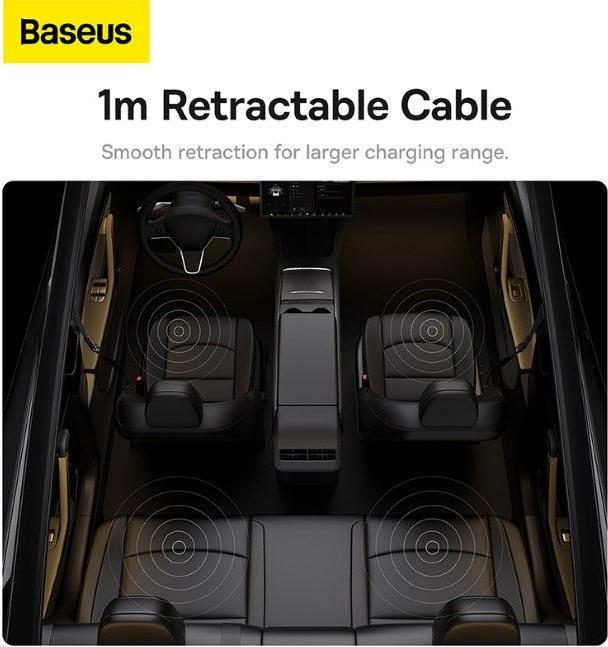 Actual product image Baseus T-Space Series USB HUB for Tesla Model 3 / Y with Built-in 45W USB C Cable - Black
