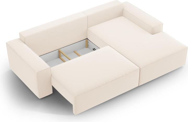 Image du produit Micadoni Canapé D'Angle Droit Velours Convertible Avec Coffre De Rangement, "Jodie", 3 Places, 246x151x86 Fab (Canapé d'angle)