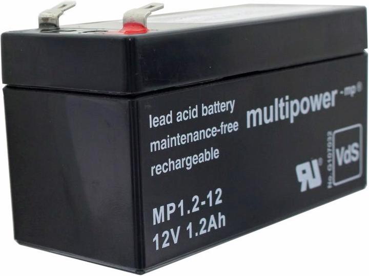 Actual product image Multipower Battery MP1.2-12 Lead acid battery with 4,8mm Faston contacts (12 V, 1.20 Ah)