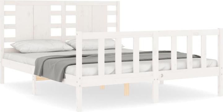 Actual product image VidaXL Massivholzbett mit Kopfteil Weiss 5FT King Size (150 x 200 cm)