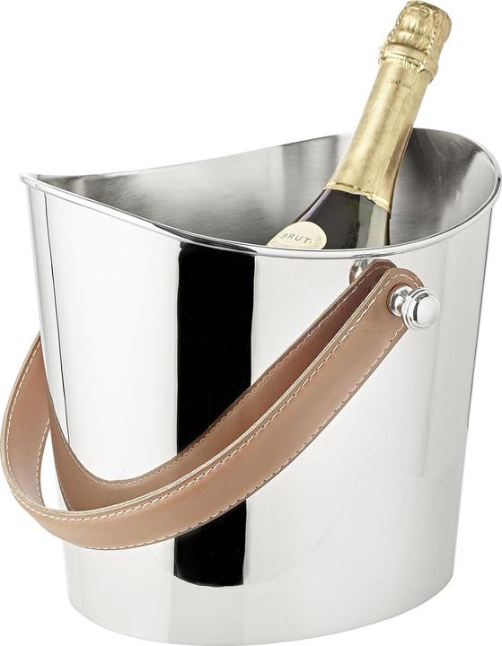 Actual product image Edzard Gilbert stainless steel ice bucket & wine cooler with leather handle 28 x 21 cm