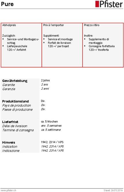 Actual product image pfister Pure Straight (166 x 6 cm)