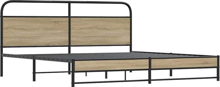 Produktbild VidaXL Metallbett ohne Matratze Räuchereiche 200x200 cm (200 x 200 cm)