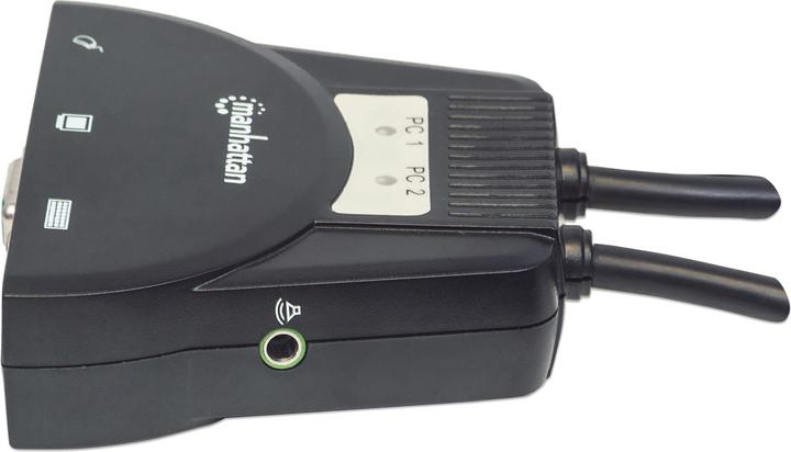 Produktbild Manhattan 2-Port Mini KVM Switch, USB, Audio, schwarz