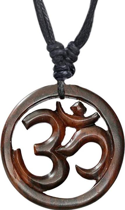 Actual product image Star Piercing Necklace black pendant Om from Narra wood (Organic, without brass)