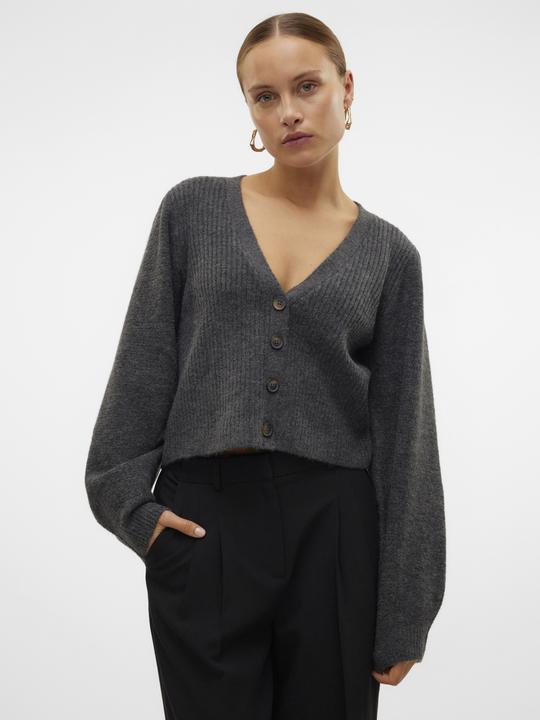 Produktbild Vero Moda Normal geschnitten V-Ausschnitt Gerippte Ärmelbündchen Ballonärmel Strickjacke Strickjacke (XS)
