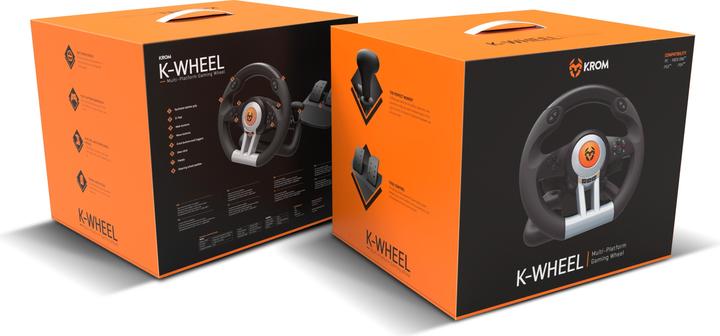 Immagine prodotto Krom Volante K-Wheel nero USB + pedali analogici/digitali PlayStation 4 (Xbox One S, Playstation Classic, PS3, PS4)