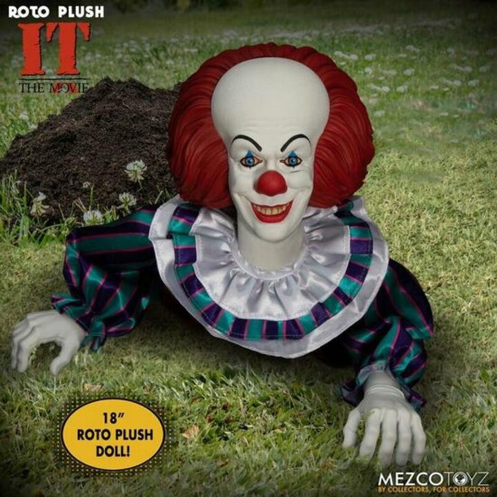 Actual product image Mezco Toys Stephen Kings It 1990 MDS Roto Plush Doll Pennywise 46 cm