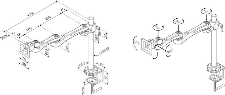 Actual product image Roline LCD monitor arm with support rod (Table, 32")