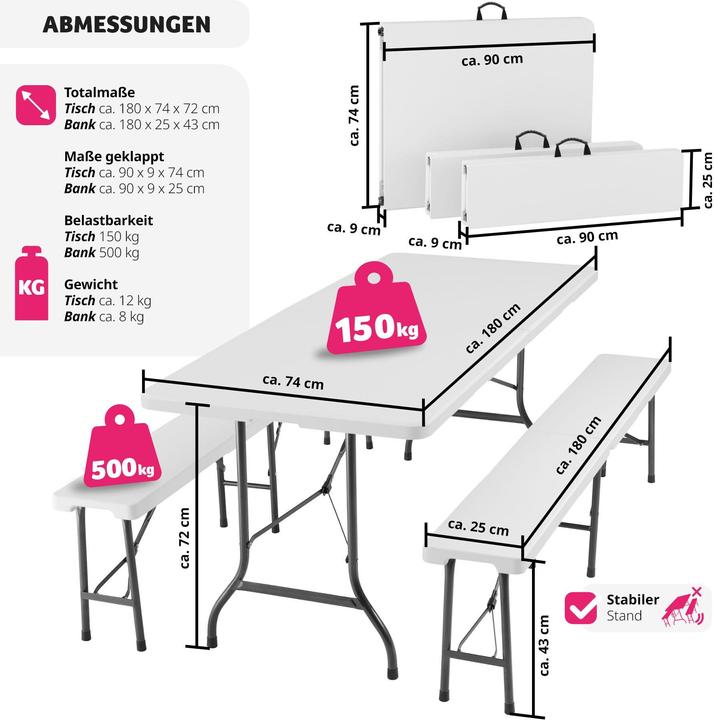 Image du produit tectake Ensemble de table de camping