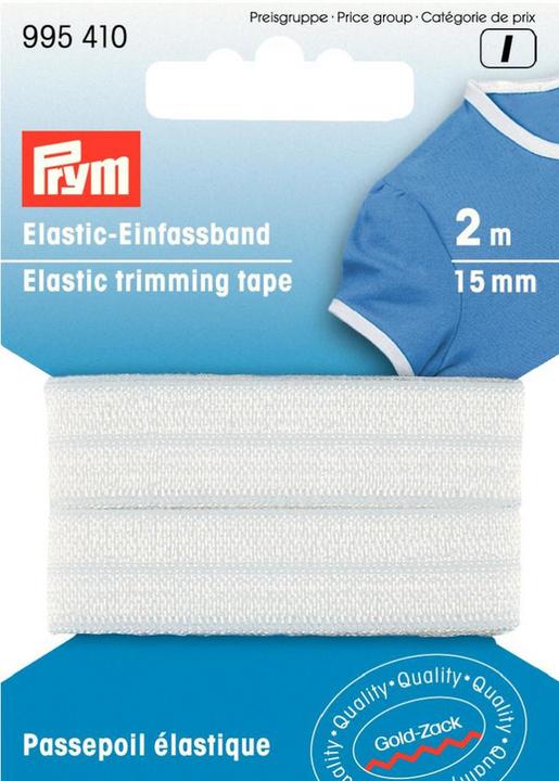 Image du produit Prym Ruban élastique à plier, blanc 15 mm, carte 2 m