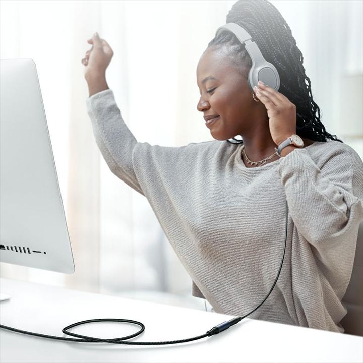 Produktbild Joyroom Stereo-Audiokabel AUX 3,5 mm Miniklinke (männlich) – Miniklinke (weiblich) 1,2 m schwarz (SY (1.20 m, Verlängerung)