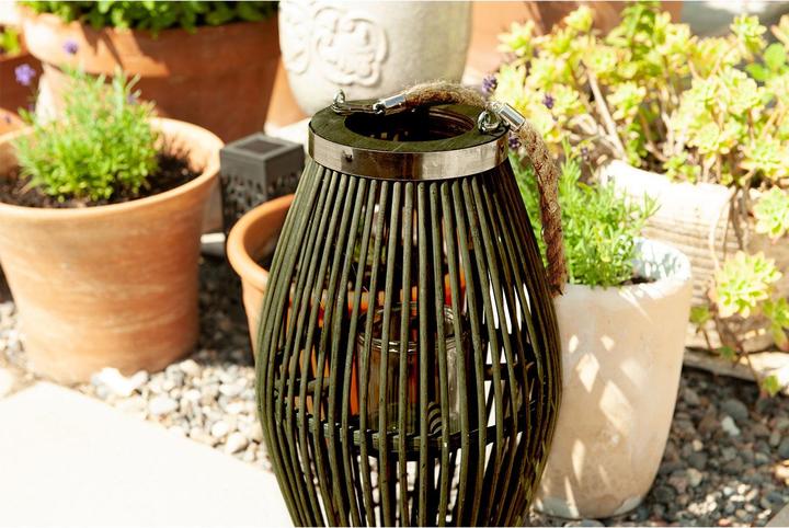 Immagine prodotto Natura Punto Lanterna di bambù con luce del vento in vetro (24 x 36 cm)