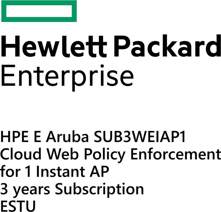 Produktbild HPE E Aruba SUB3-WE-IAP-1, Cloud Web Policy Enforcement, for 1 Instant AP, 3-years Subscription, E-STU (1 Geräte, 36 Monate)