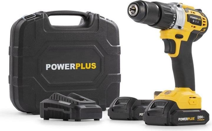 Image du produit Powerplus Perceuse-visseuse à percussion sans balais 20V 60Nm - 2 batteries 20V 2.0Ah et chargeur inclus (Fonctionnement sur batterie)