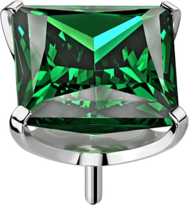 Image du produit Star Piercing Threadless argent avec cristal carré serti de vert (sans laiton, Titane G23)