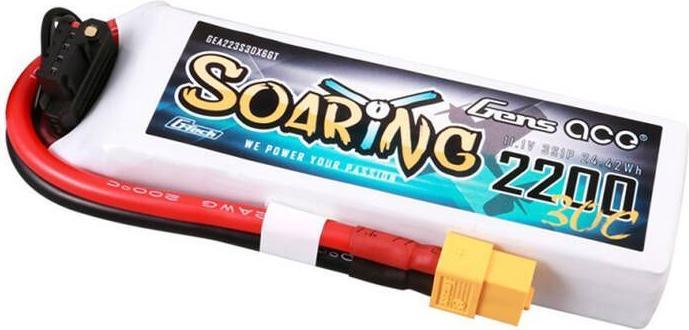Actual product image Gens Ace G-Tech Soaring 2200mAh 11.1V 30C 3S1P Lipo Battery (11.10 V, 2200 mAh)