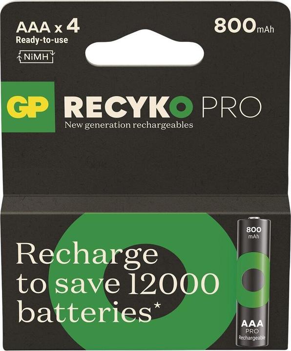 Produktbild GP Batteries GP Nab??jec?? bat. ReCyko Pro AAA (HR03) - 4ks (4 Stk., AAA, 800 mAh)