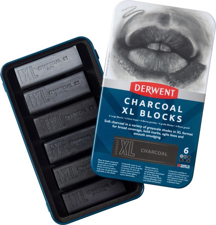 Actual product image Derwent Charcoal Xl Blocks Tin Of 6 (601069) (6 x)