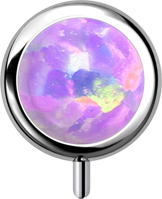 Produktbild Star Piercing Threadless Zylinder silber front Opal violett (ohne Messing, Titan G23)