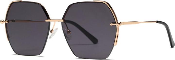 Techsuit - Sunglasses (8561) - for Women with Metal Frame and Nylon Lens, Hexagonal - Gold / Gray