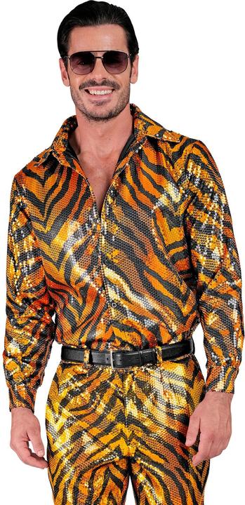 Actual product image Widmann PARTY FASHION HEMD (Paillettenhemd in Tigermuster), L/XL (L)