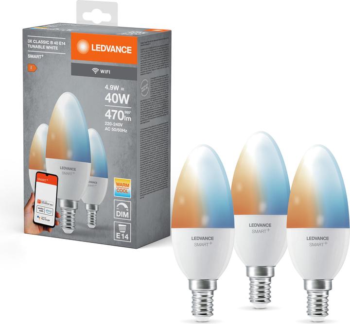 Immagine prodotto Ledvance Candela Wifi Smart+ (E14, 4.90 W, 470 lm, 3 x, F)