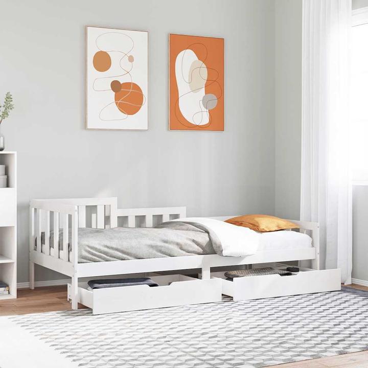 Image du produit VidaXL Lit de jour Lit d'appoint Canapé-lit Tiroirs 90x190cm Bois massif (90 x 190 cm)
