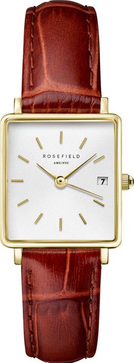 Produktbild Rosefield Boxy XS White Medium Brown Leather Gold Armbanduhr