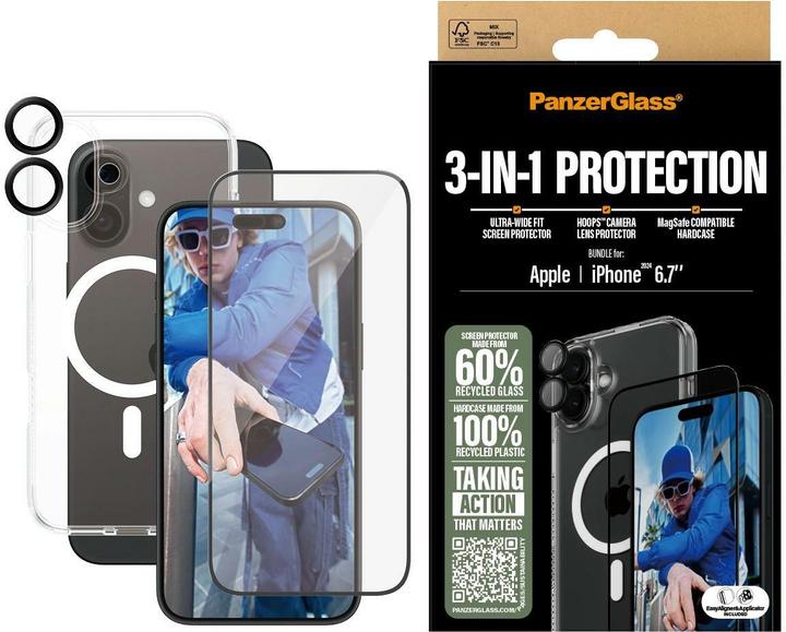Immagine prodotto PanzerGlass Bundle vetro ultra largo + custodia + obiettivo (1 Pezzo/i, Apple iPhone 16 Plus)