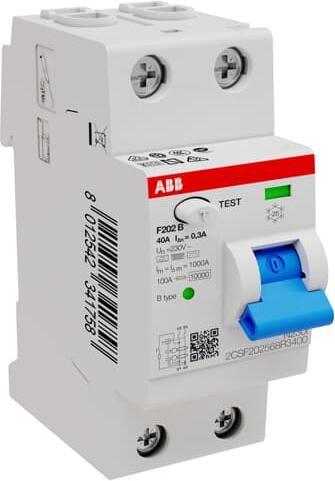 Image du produit ABB F202B-40/0.3-2TE Disjoncteur différentiel typeB 2P 40A 300mA 3kA 2TE