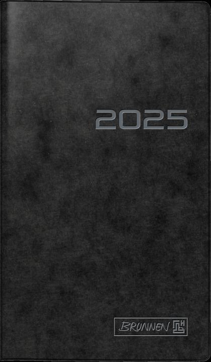 Calendario tascabile 753 8,7x15,3cm 1 mese/2 pagine in cartone nero 2025