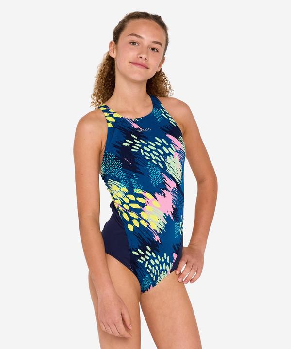 Produktbild Nabaiji Girls’ swimming 1-piece swimsuit - 500 Kamiye puno dark blue (8, 9, 10)