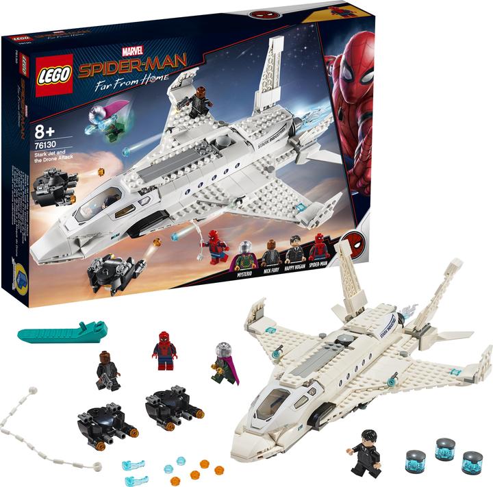 Actual product image LEGO Stark's jet and the drone attack (76130, LEGO Marvel)