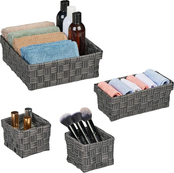 Produktbild Relaxdays 4x Aufbewahrungskorb (4 x, 23.5 x 23.5 x 8.5 cm)