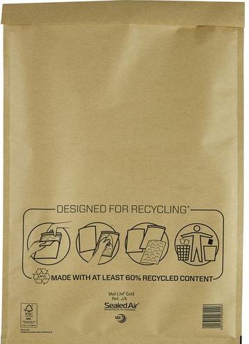 Actual product image Sealed Air Mail Lite J/6 Gold envelope without window 320 mm x 450 mm peel-off strip (50 x)