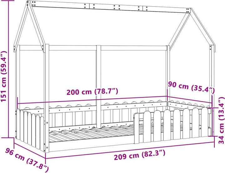 Actual product image VidaXL Children's bed House bed pine (90 x 200 cm)