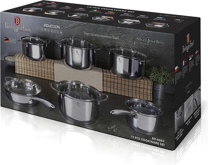 Produktbild BerlingerHaus BH6661 12 pcs cookware set Silver Jewellery Collection stainless (Pfannenset + Topfset, Aluminium)