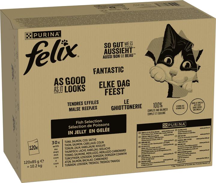 Produktbild Felix Fisch (Thunfisch, Lachs, Kabeljau, Seelachs) (Adult, 120 Stk., 10200 g)