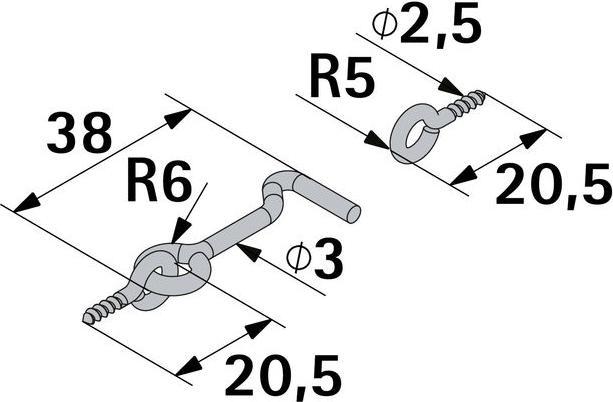 Produktbild Hettich Sturmhaken 16 x 37 mm (1 Stk.)