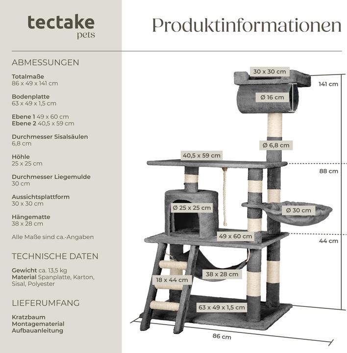 Produktbild tectake Stokeley (141 cm, Grau)